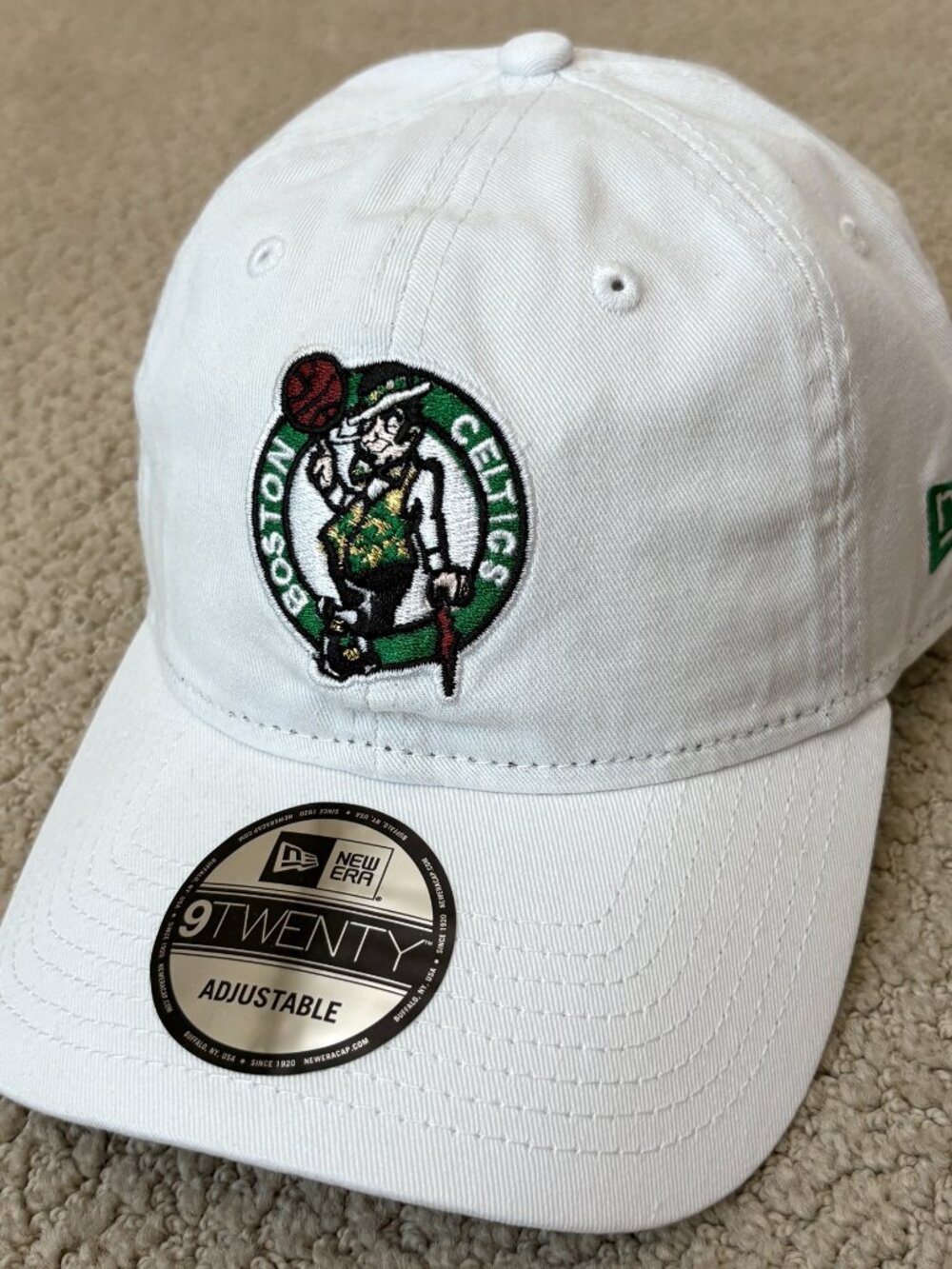 New Era Boston Celtics 9TWENTY White Strapback Adjustable Hat Cap NBA OSFM NWT